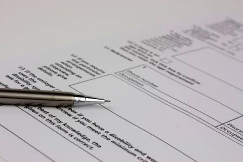 Close up of an application form Stock Photos