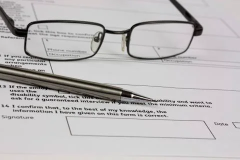 Close up of an application form Stock Photos