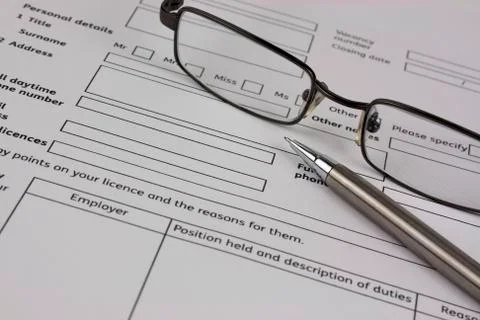 Close up of an application form Stock Photos