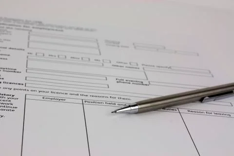 Close up of an application form Stock Photos