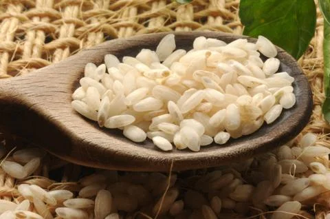Close up on arborio rice Foto stock