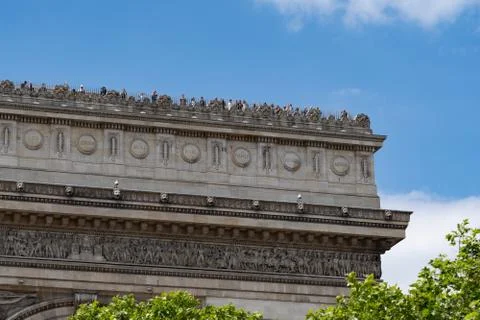 Close-up of arc de triomphe covered with tourists. Paris - France, 31. may 20 Stock-Fotos