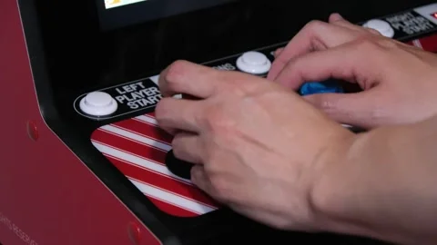 Close up of arcade buttons and sticks Portland OR USA August 2nd 2025 Stock Footage 314080983