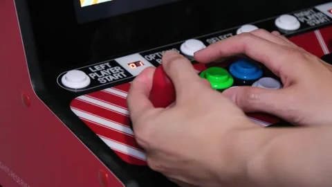 Close up of arcade buttons and sticks Portland OR USA August 2nd 2025 Stock Footage 314080984