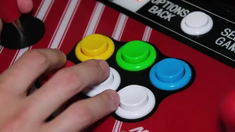 Close up of arcade buttons and sticks Portland OR USA August 2nd 2025 Stock Footage 314080986
