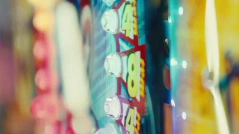 Close up of arcade video games machine with light led lamping and flashing Stock Footage 281840437
