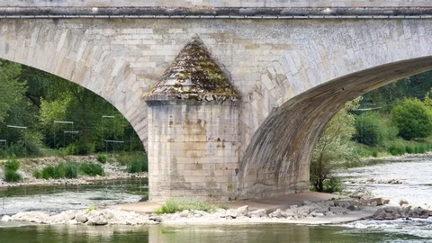 Close-up of an arch on George V Bridge. Orléans, France. Stock Footage 94429538