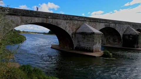 Close Up of Arches of the Bridge over the River Loire at Gien Stock Footage 221157349