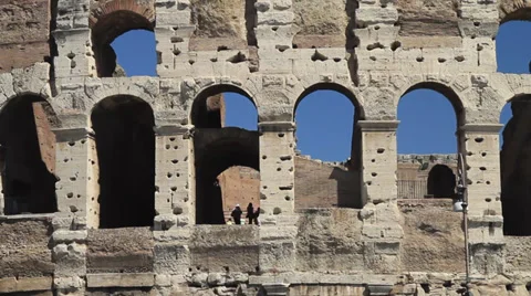 Close up of Arches in The Coliseum Video stock 39347552
