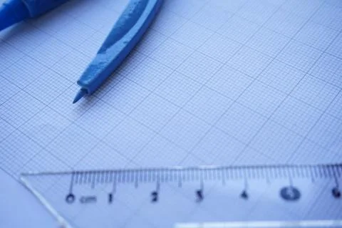 Close-up of Architect engineer drawing plan on blueprint with architect equip Stock Photos