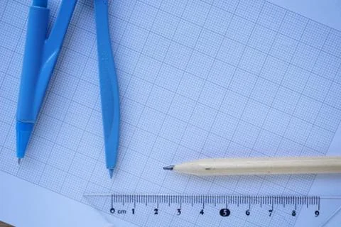 Close-up of Architect engineer drawing plan on blueprint with architect equip Stock Photos