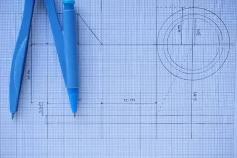 Close-up of Architect engineer drawing plan on blueprint with architect equip Stock Photos