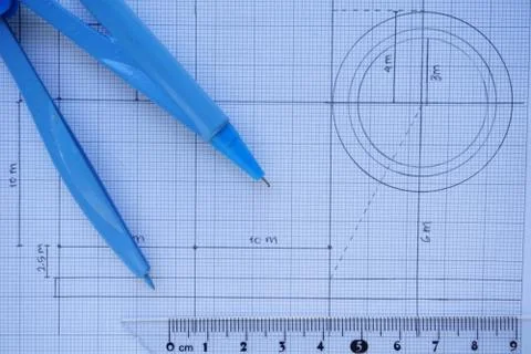 Close-up of Architect engineer drawing plan on blueprint with architect equip Stock Photos