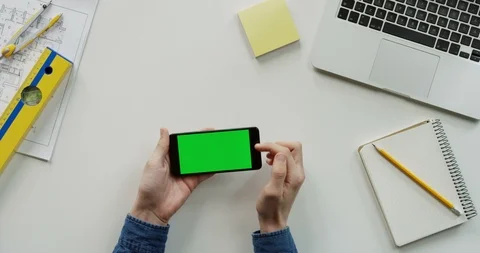 Close up of the architect work desk with a laptop and black horizontal Stock-Footage 96048255