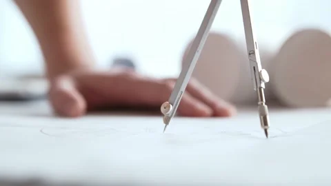 Close-up of an architect's hands. Professional real estate designer at the Stock Footage 145057060