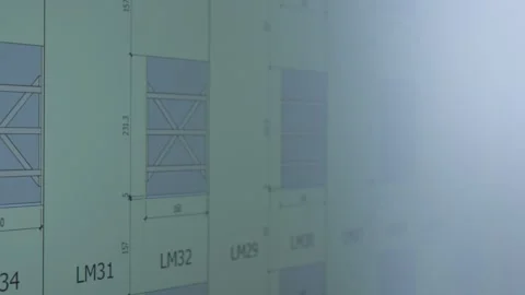Close-up of Architectural Building Plans and Technical Details Stock Footage 333458378