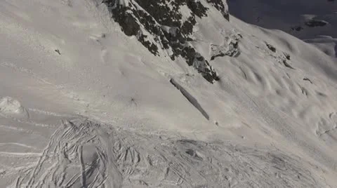 Close areal alpine area with small avalanche breaks Stock Footage 21939659