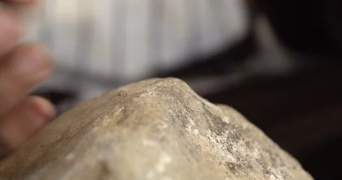 Close up of argan nuts being opened between two stones Stock Footage 105028160