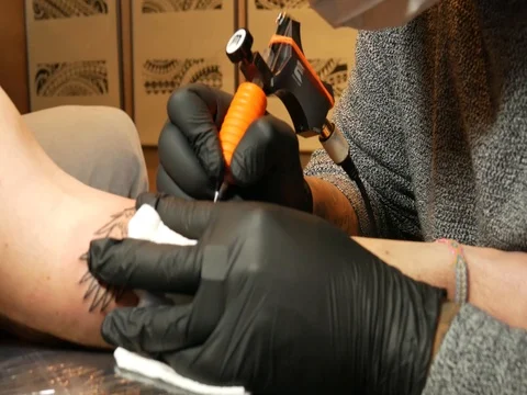 Close up arm tattoo Stock Footage 75071108