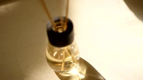 Close up aroma diffusor sticks Stock Footage 215963273