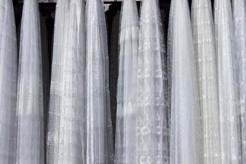 Close-up array of curtain shot in the bazaar Foto stock