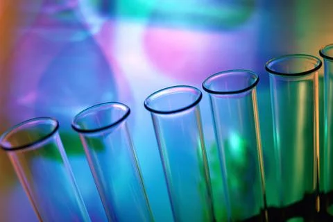 Close up of an array of test tubes in a laboratory Stock Photos
