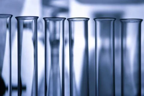Close up of an array of test tubes in a laboratory Stock Photos