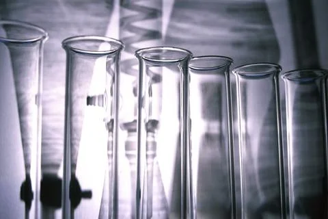 Close up of an array of test tubes in a laboratory Stock-Fotos