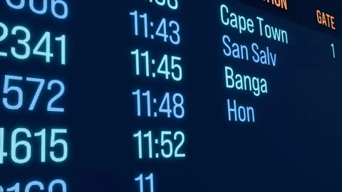 Close-up arrival departure board., time table, flight board. Video stock 301445760