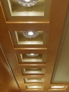 Close-up of Art Deco style ceiling with lights Foto stock