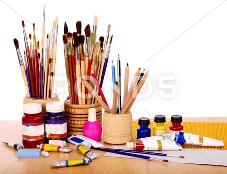 Close up of art utensils. Stock Photos