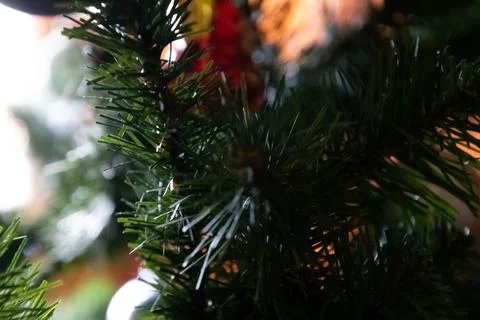 Close up of an artificial christmas tree Stock Photos