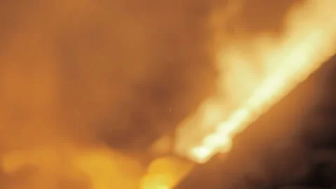 Close-up artificial electronic fireplace burning with smoke fire. Bio fireplace  Video stock 169937618