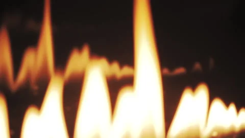 Close-up artificial electronic fireplace burning with smoke fire. Bio fireplace  Video stock 169939150