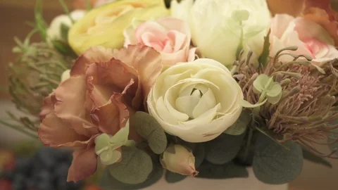 Close up of artificial flower bouquet Stock Footage 111503823
