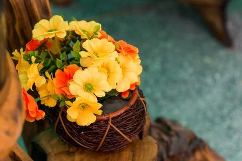 Close up of artificial flowers. Stock Photos