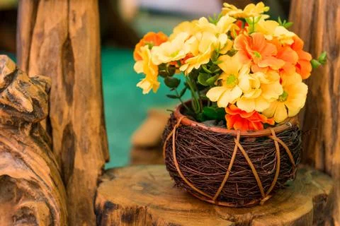 Close up of artificial flowers. Stock-Fotos