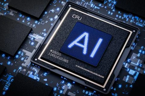 Close-up of an artificial intelligence microchip. Robotics. Mind. AI. Artificial 스톡 일러스트
