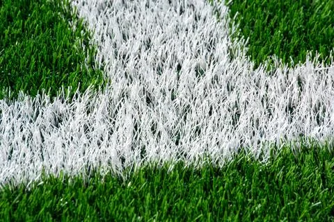 Close-up of artificial turf with white lines Foto stock