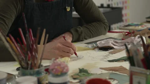 Close up of artist drawing Video stock 22957030