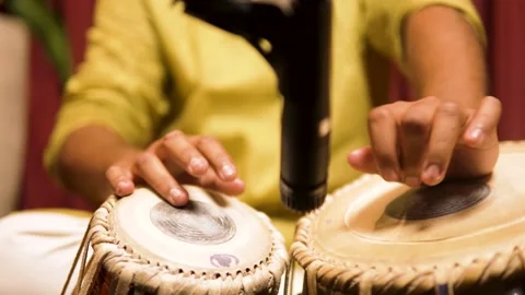 Close-up of artist playing tabla drums Stock Footage 328594847