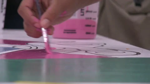 Close up of artist using paint brush Stock Footage 57714193