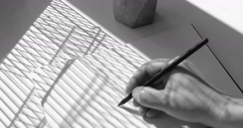 Close-up of artist's hands doing sketch Stock Footage 129566885