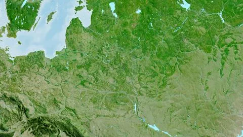 Close-up of asatellite map centered on Belarus Stock Illustration