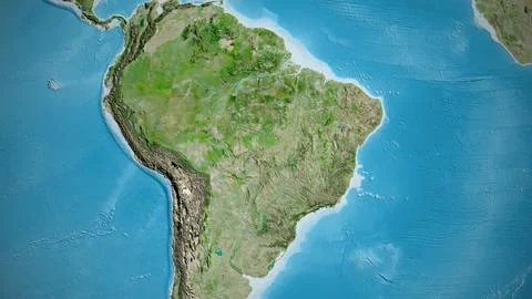 Close-up of asatellite map centered on Brazil 스톡 일러스트