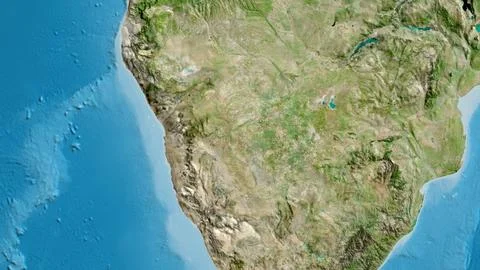 Close-up of asatellite map centered on Namibia Illustrazione stock