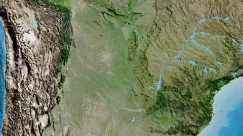 Close-up of asatellite map centered on Paraguay 스톡 일러스트
