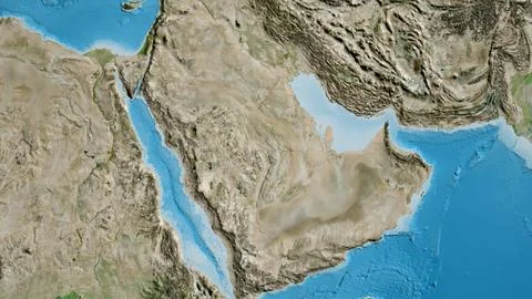 Close-up of asatellite map centered on Saudi Arabia Stock Illustration