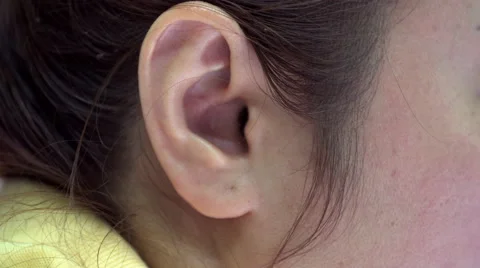 Close up of asian female ear . Video stock 64726879
