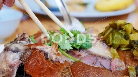 Close up of Asian food with chopsticks Stock Photos